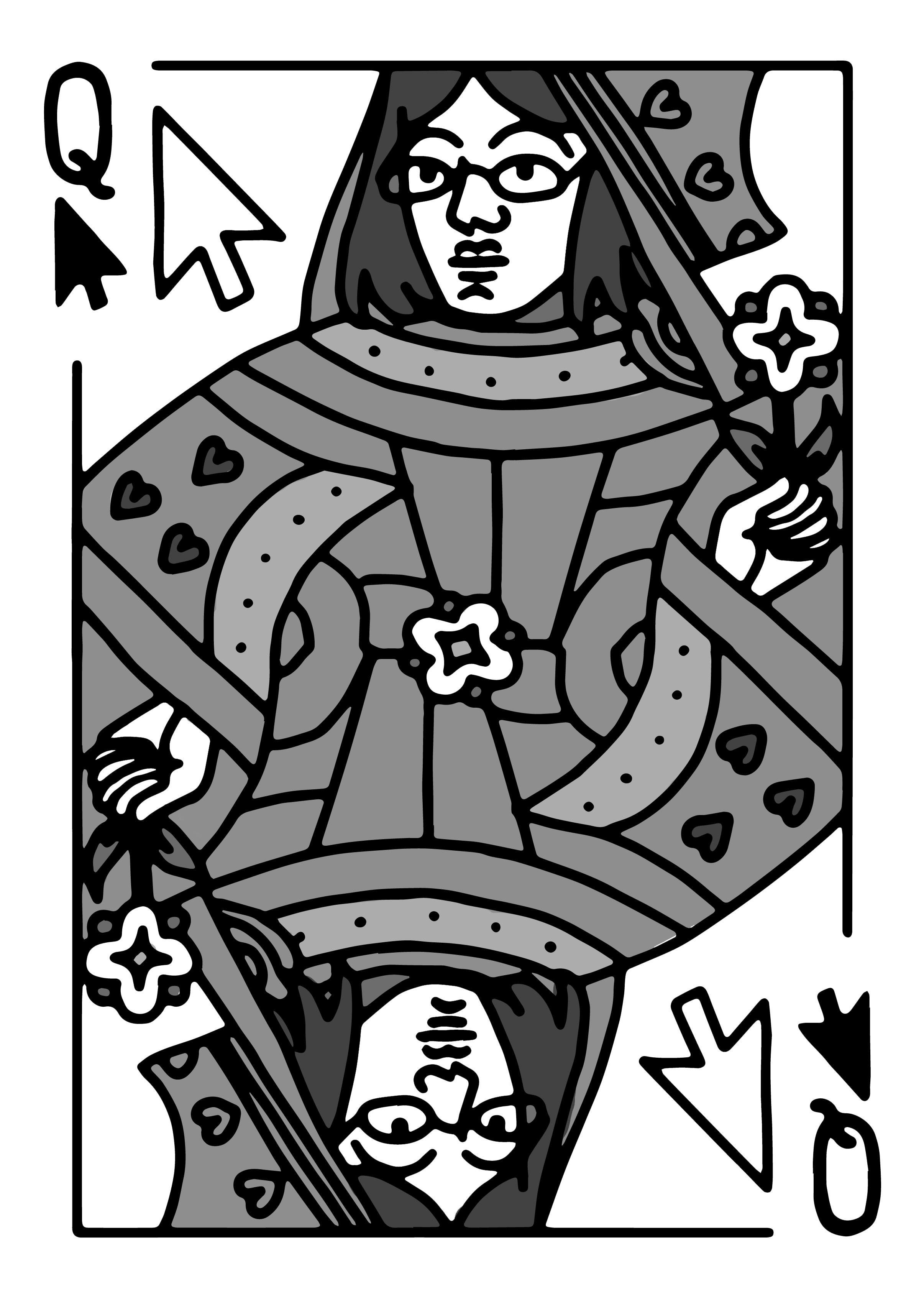 Illustration av ett spelkort där Veronica Byström är representerad som drottning i muspekare